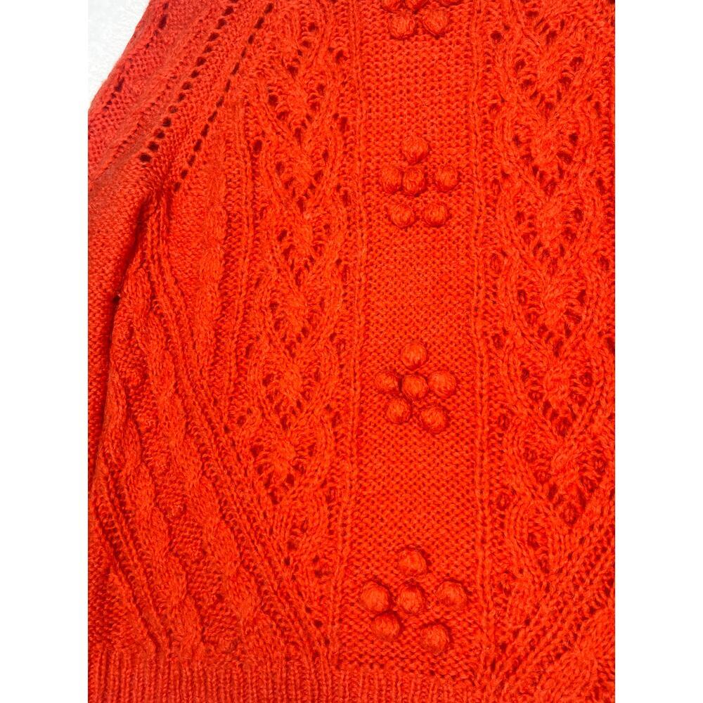 J. Crew Orange Cable Knit Pom-Pom Sweater - Picture 4 of 9